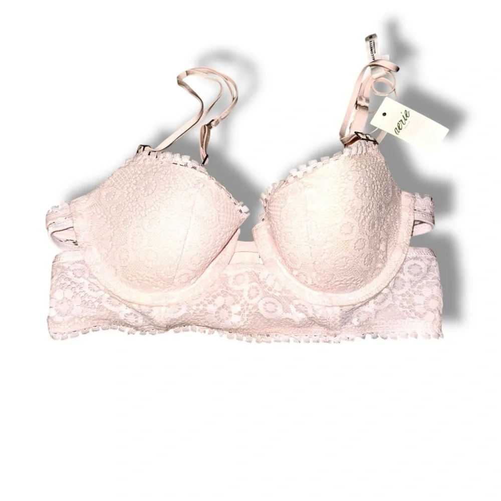 Aerie Balconette Light Pink Lace‎ Real Power Bra Sz 32B NEW Adjustable Straps